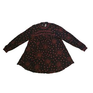 Free People Boho Floral Top Black and Red Small